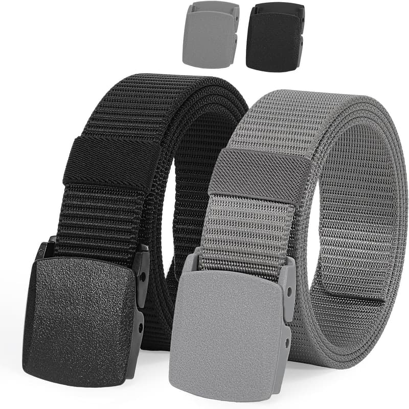 Military Tactical Web Belts for Men - 2 Pack, Nylon Canvas
