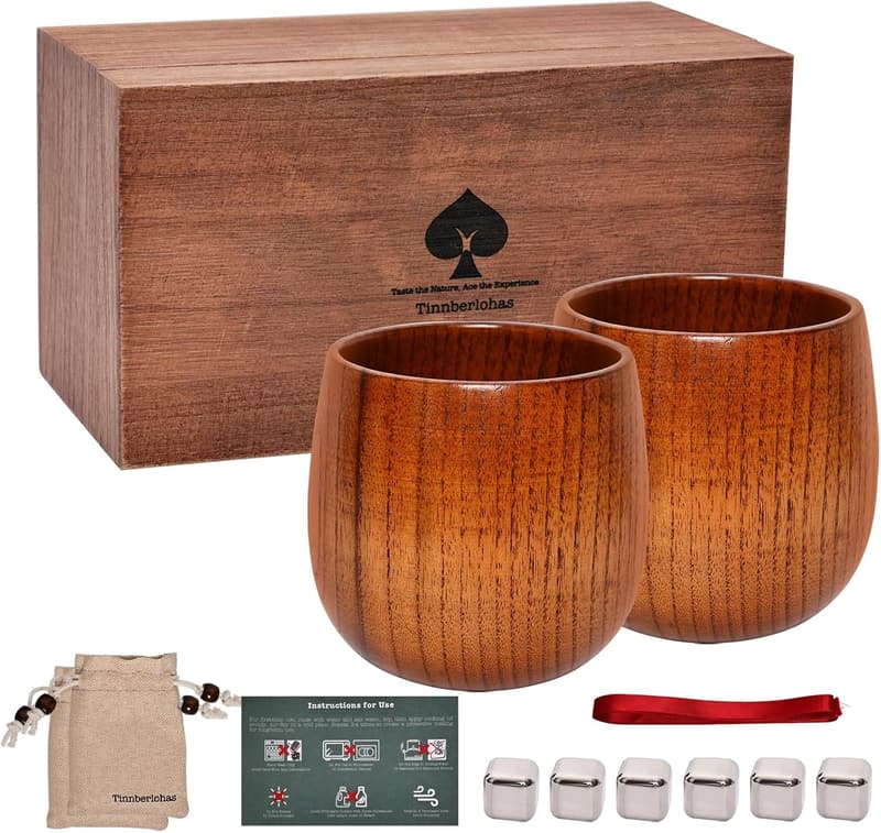 Whiskey Glasses Set of 2 – Insulated Bourbon Gift for Men