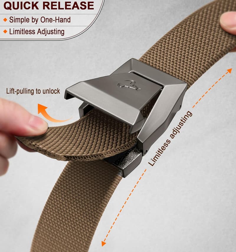 Men's Tactical Nylon Stretch Belt for Hiking and Outdoor Activities