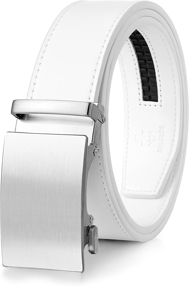Men's Adjustable Ratchet Leather Belt for Casual Wear