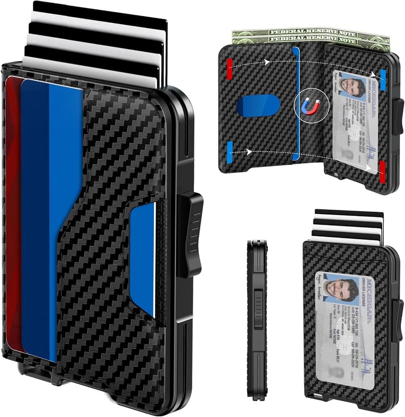 Slim RFID-Blocking Aluminum Wallet for Men - Carbon Fiber