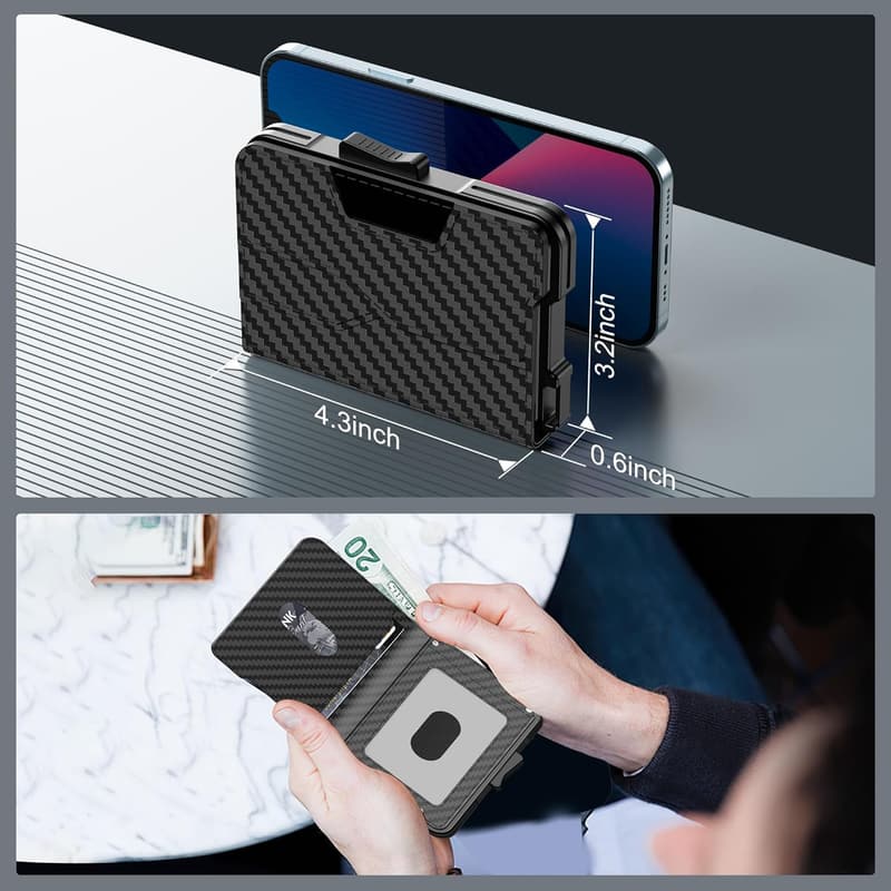 Slim RFID-Blocking Aluminum Wallet for Men - Carbon Fiber