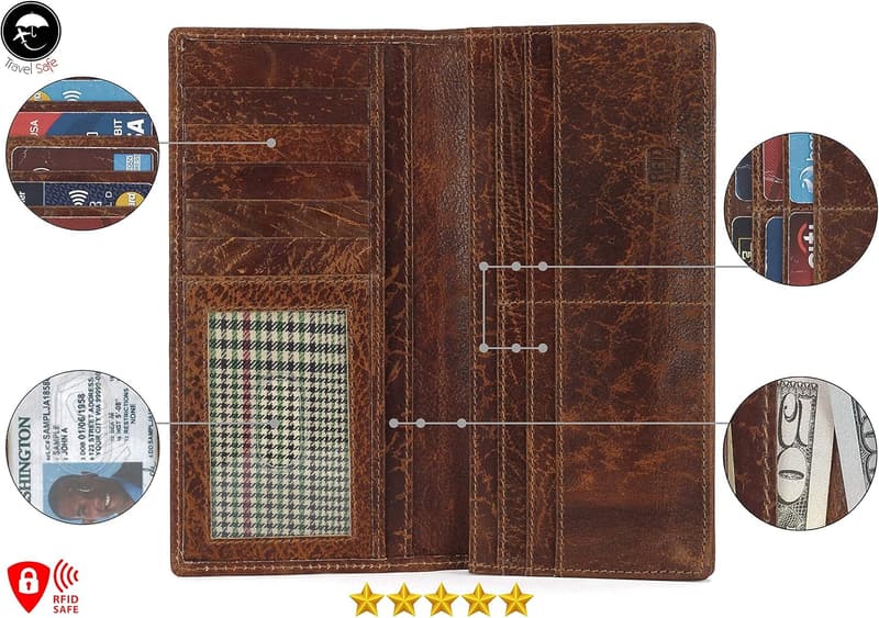 Men's Genuine Leather RFID Blocking Bifold Wallet