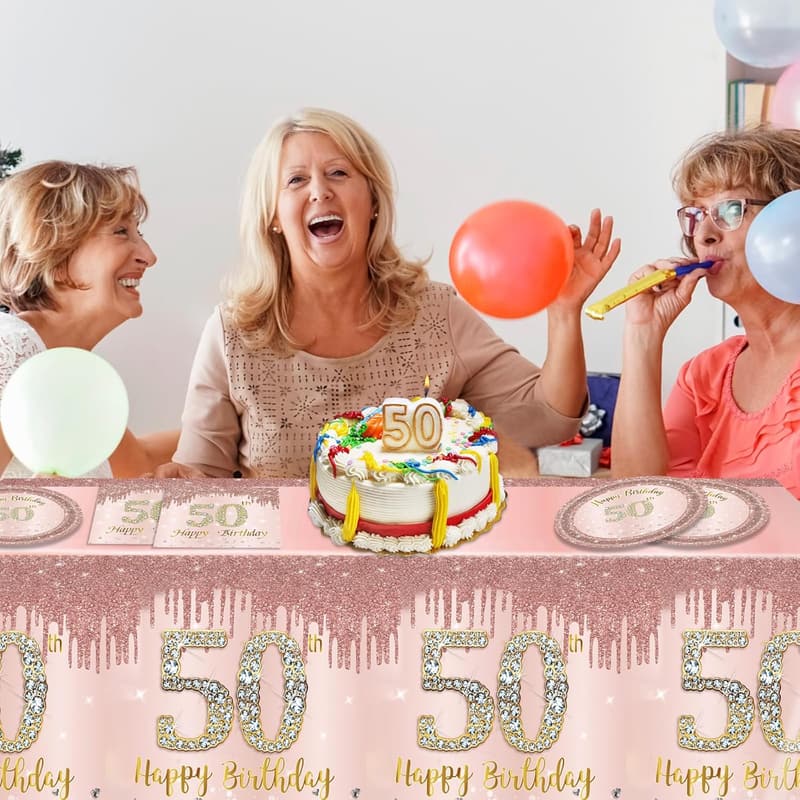 50th Birthday Rose Gold Tableware Set for Women