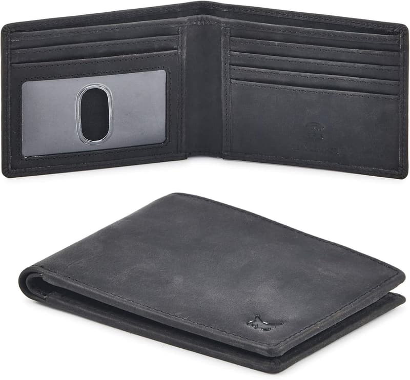 Slim RFID Blocking Leather Bifold Wallet for Men - Gift Boxed