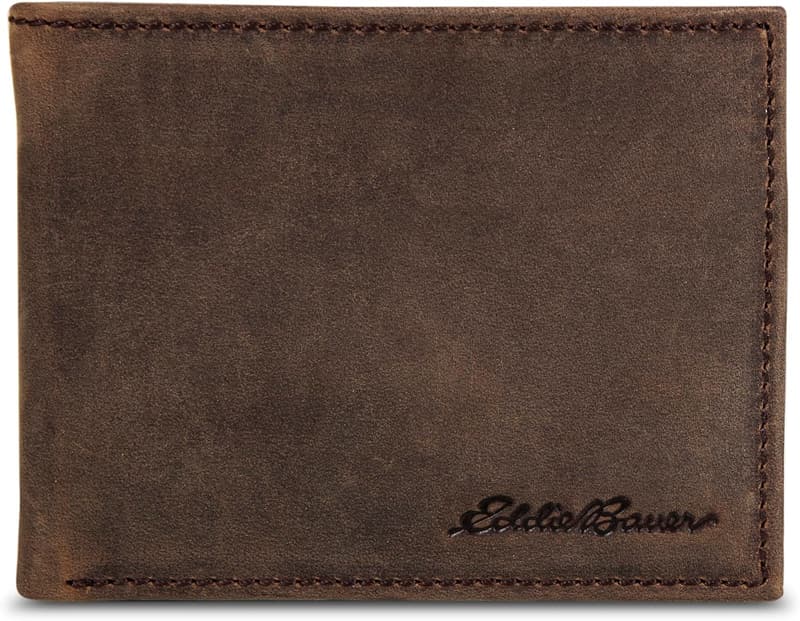 Eddie Bauer Men's Signature Leather Bifold Wallet