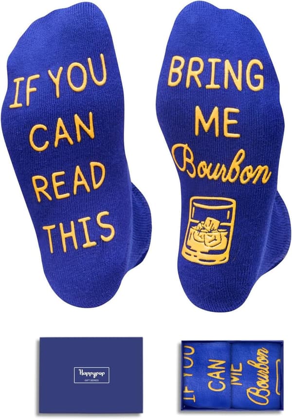 Novelty Drink Socks for Men - Funny Bourbon & Whiskey Gift
