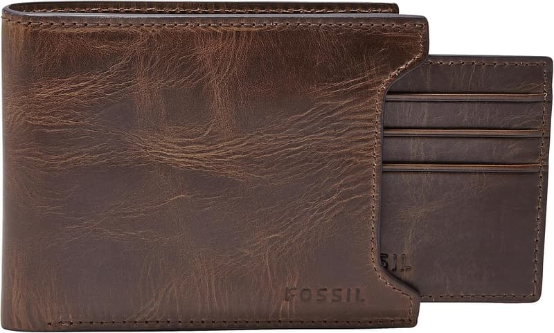 Fossil Men's Derrick Leather Bifold Wallet with Removable Card Case