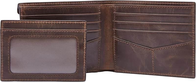 Fossil Men's Derrick Leather Bifold Wallet with Removable Card Case