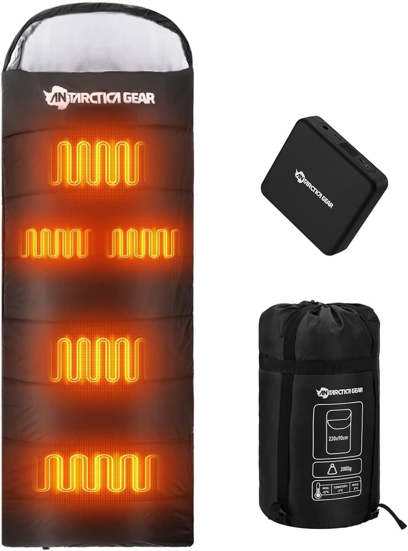 Heated Sleeping Bag with Battery Pack for Cold Weather Camping