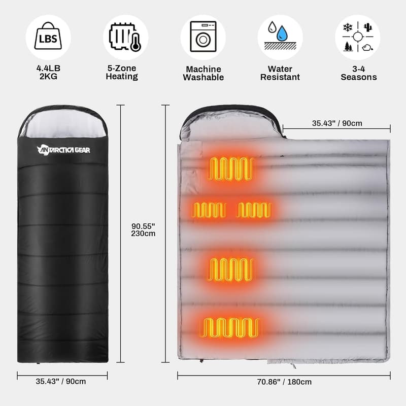 Heated Sleeping Bag with Battery Pack for Cold Weather Camping