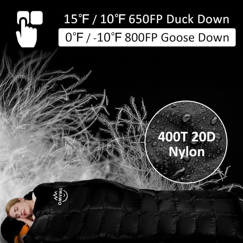 Ultralight Duck Down Sleeping Bag for Adults - 4 Season
