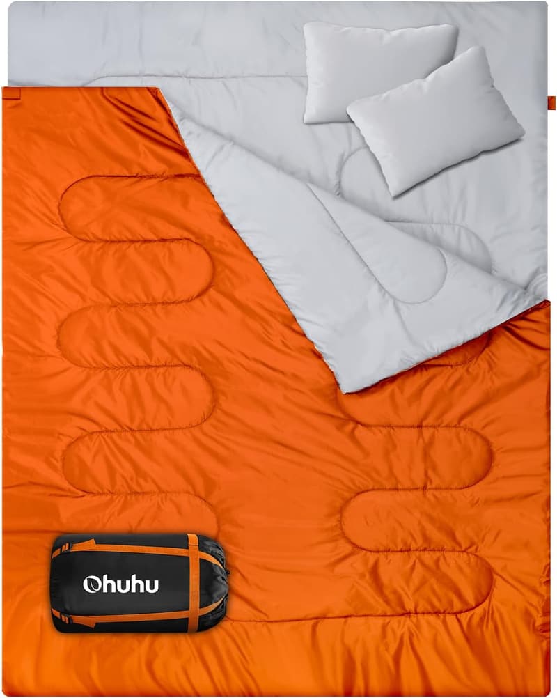 Queen Size Double Sleeping Bag for Adults with 2 Pillows