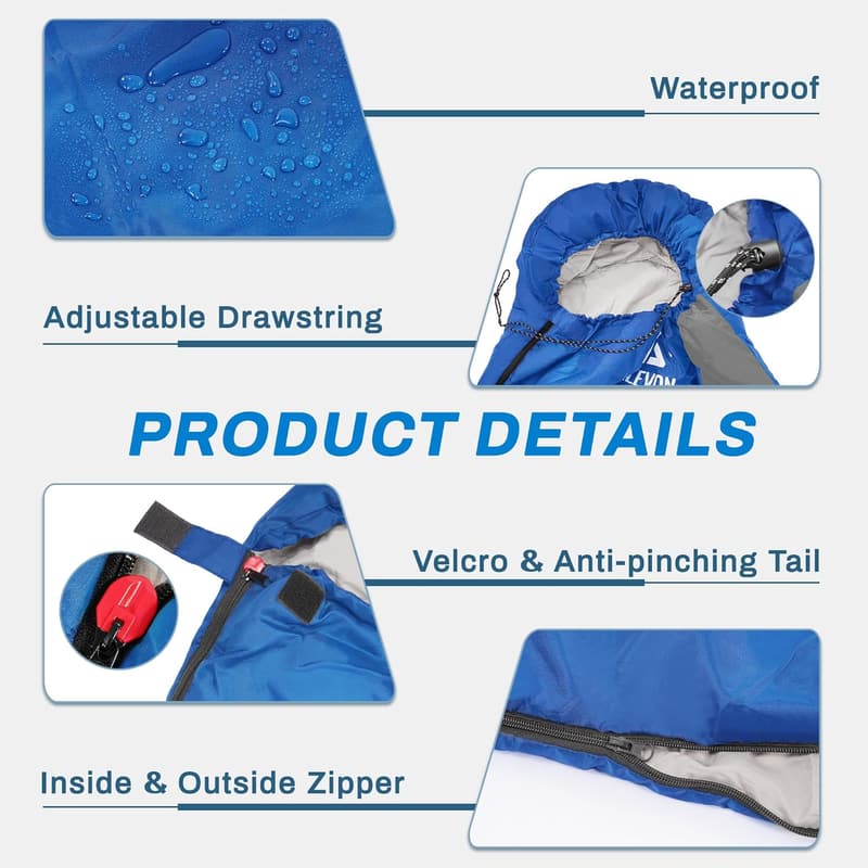Portable Waterproof Sleeping Bag for 3-4 Seasons Camping