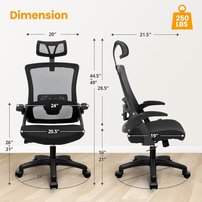Ergonomic High Back Office Chair with Lumbar Support & Headrest