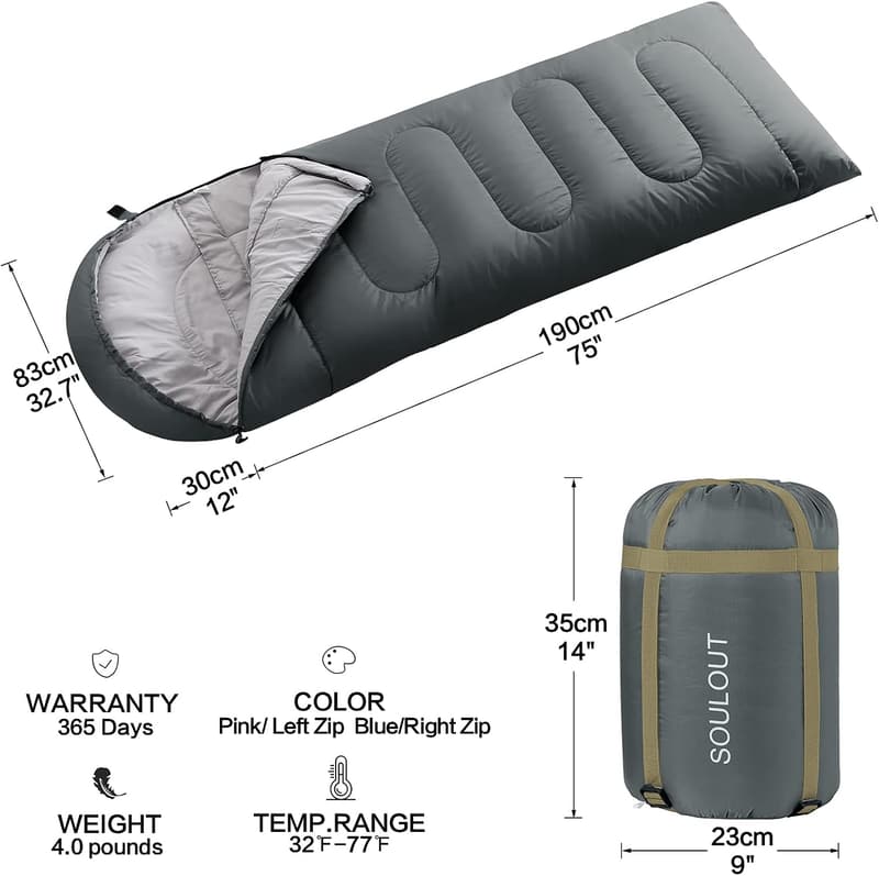 Lightweight Waterproof Sleeping Bag for Camping & Hiking