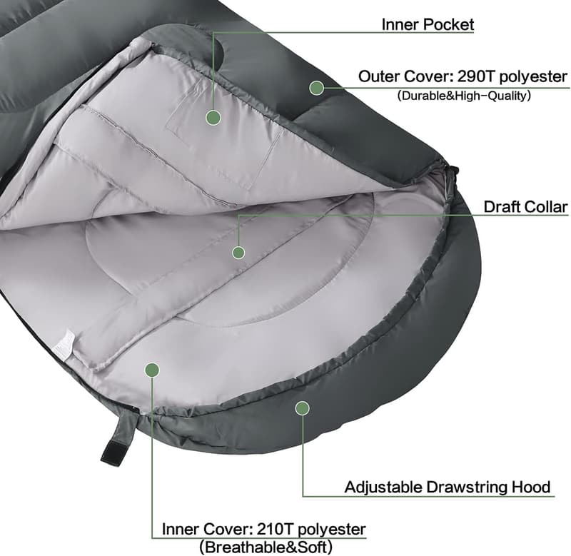 Lightweight Waterproof Sleeping Bag for Camping & Hiking