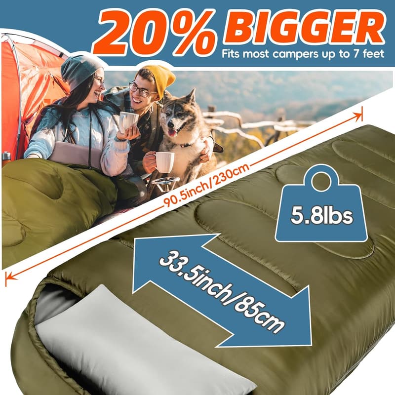 Winter Sleeping Bag for Adults & Kids, 0 Degree, 4 Season