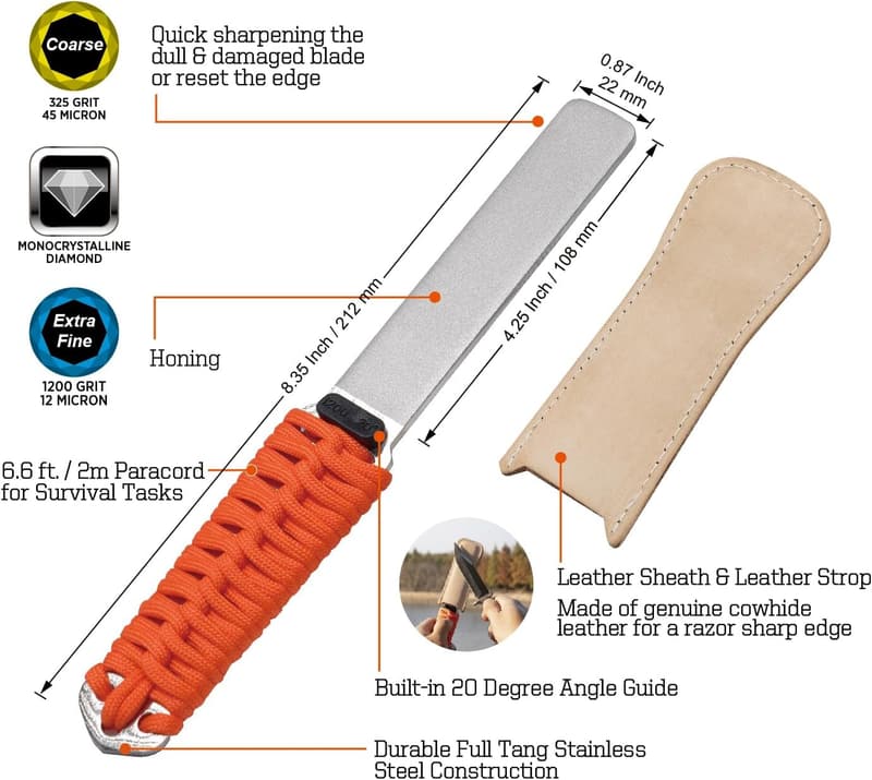 Dual-Grit Diamond Sharpening Stone for Garden Tools and Knives