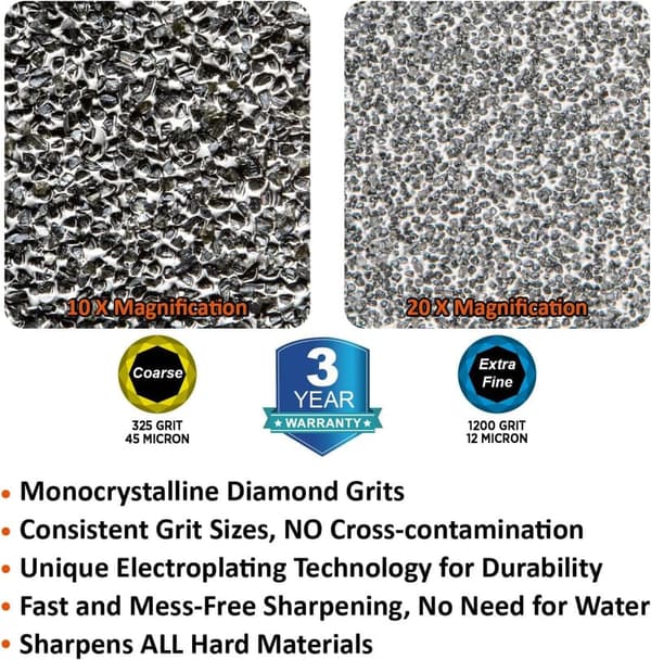 Dual-Grit Diamond Sharpening Stone for Garden Tools and Knives