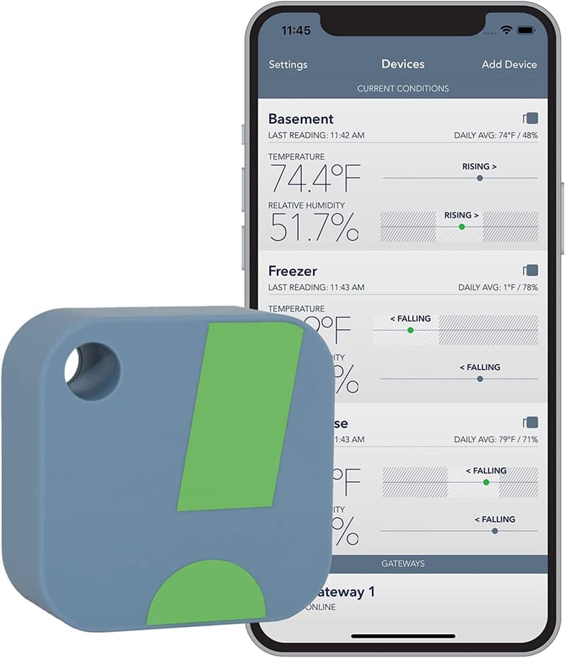Bluetooth Temperature & Humidity Sensor Monitor - Indoor/Outdoor