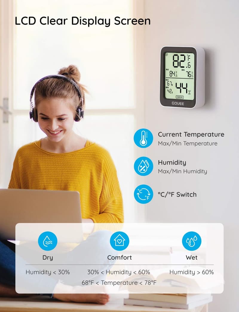 Bluetooth Indoor Hygrometer Thermometer with App Control