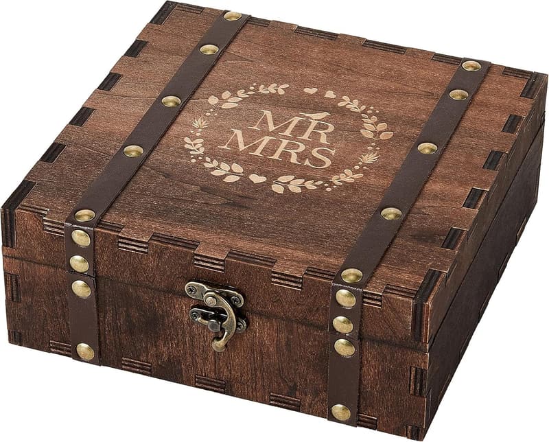Wedding Keepsake Box for Newlyweds - Wooden Memory Box