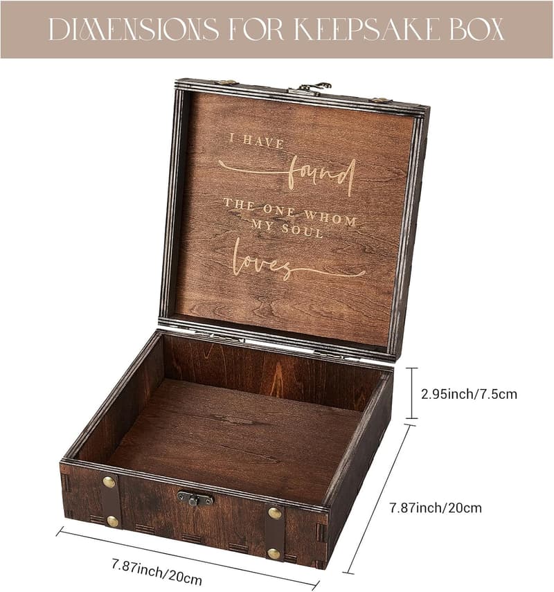 Wedding Keepsake Box for Newlyweds - Wooden Memory Box