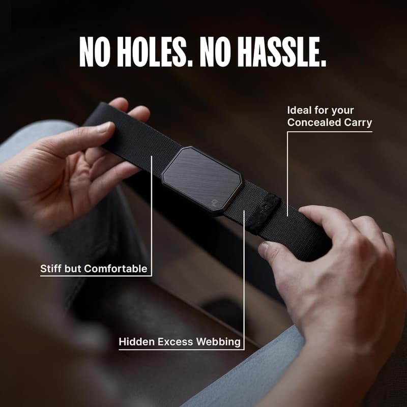 Men's Stretch Nylon Groove Belt with Magnetic Buckle