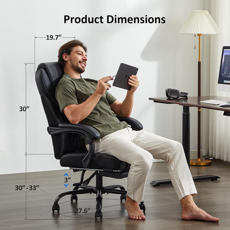 Big & Tall Ergonomic Office Chair with Foot Rest & Lumbar Support