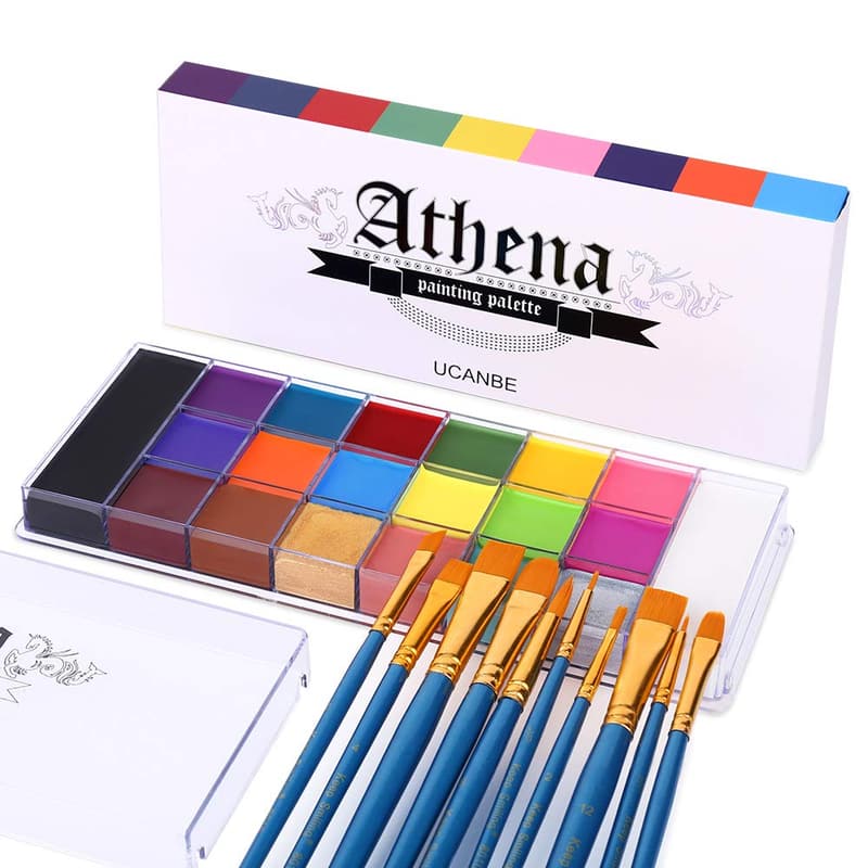 Halloween Face & Body Paint Set with 10 Brushes - Athena Palette