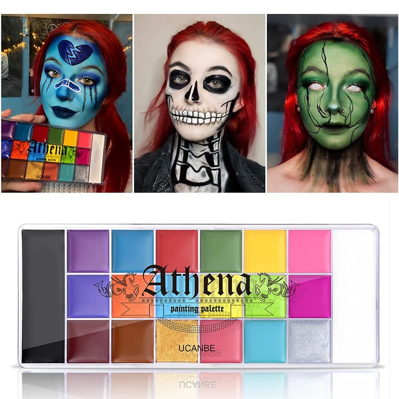Halloween Face & Body Paint Set with 10 Brushes - Athena Palette