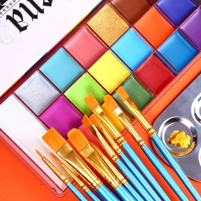 Halloween Face & Body Paint Set with 10 Brushes - Athena Palette