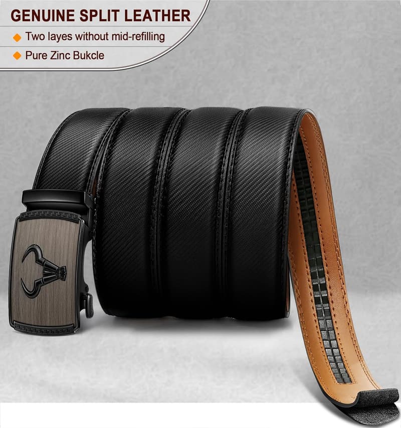 Men's Ratchet Leather Belt for Dress & Casual Wear