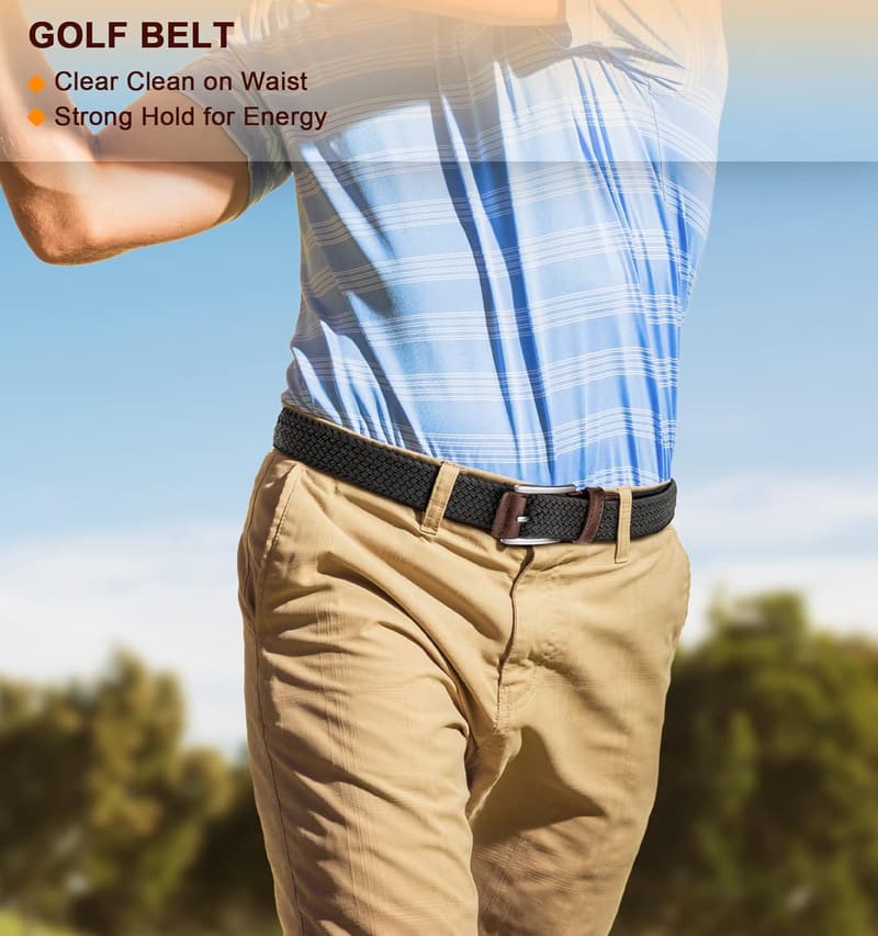 Men's Casual Stretch Braided Web Belts - 2-Pack