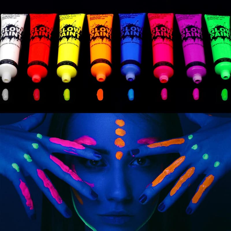 Blacklight Neon Face & Body Paint Set - 8 Tubes (0.84oz)