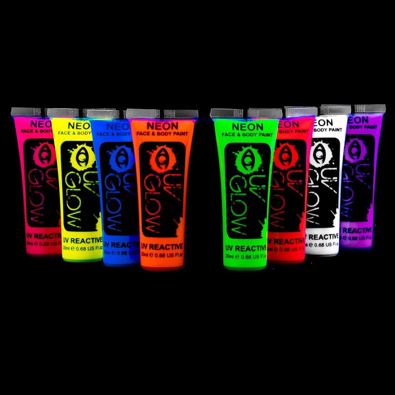 Neon Blacklight Face & Body Paint Set - 8 Tubes (0.68oz)