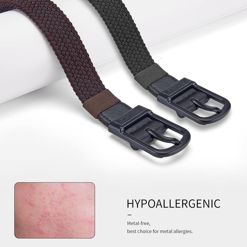 Men's Elastic Stretch Golf Belt - Tsa Approved, Hypoallergenic, Nickel Free