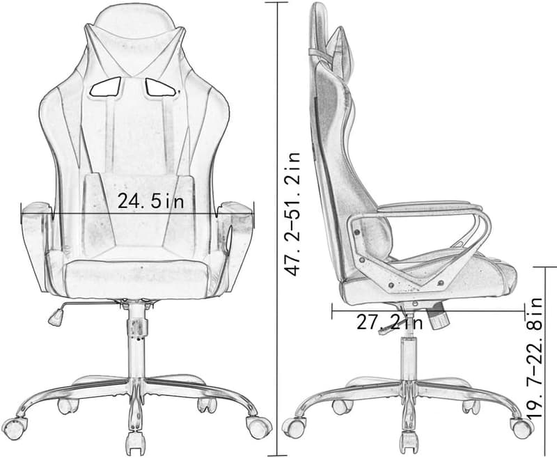 Ergonomic High-Back Gaming Chair with Lumbar Support - White