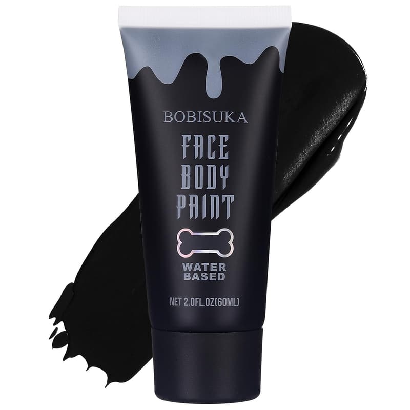 Water-Based Black Face Paint for Halloween, Cosplay, and Clown Makeup