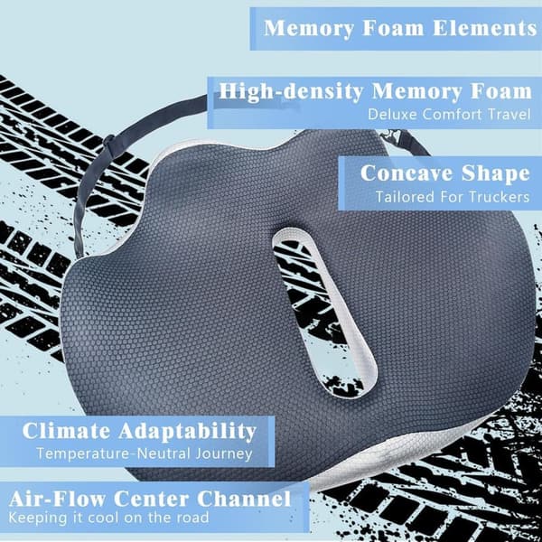 Upgraded Memory Foam Seat Cushion for Truck Drivers