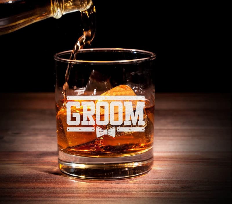 Groom Bow Tie Whiskey Glass – Wedding Gift for Him