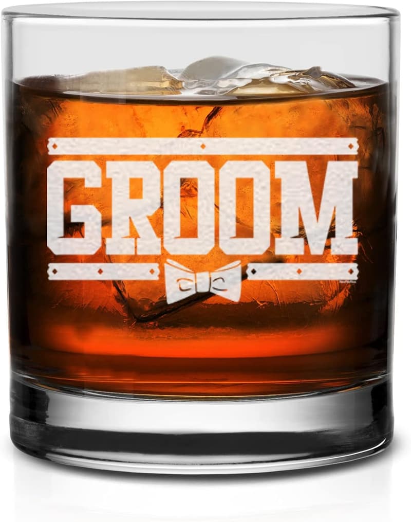 Groom Bow Tie Whiskey Glass – Wedding Gift for Him