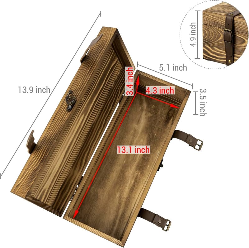 Rustic Brown Wooden Wine Gift Box for Weddings - Single Bottle Holder