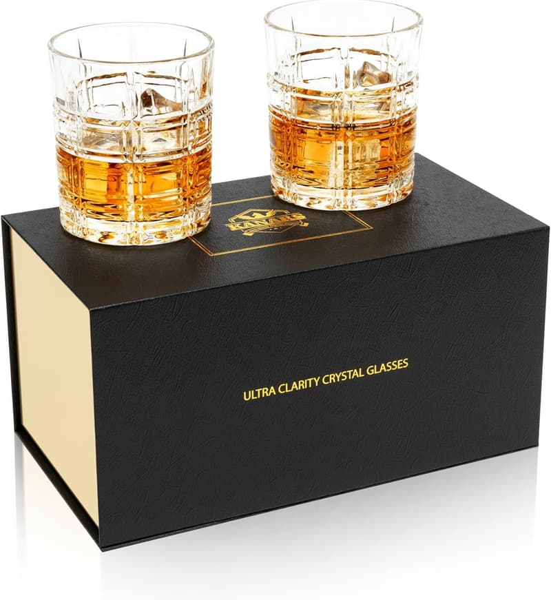 Father's Day Whiskey Glasses Set - 10 Oz Crystal Old Fashioned