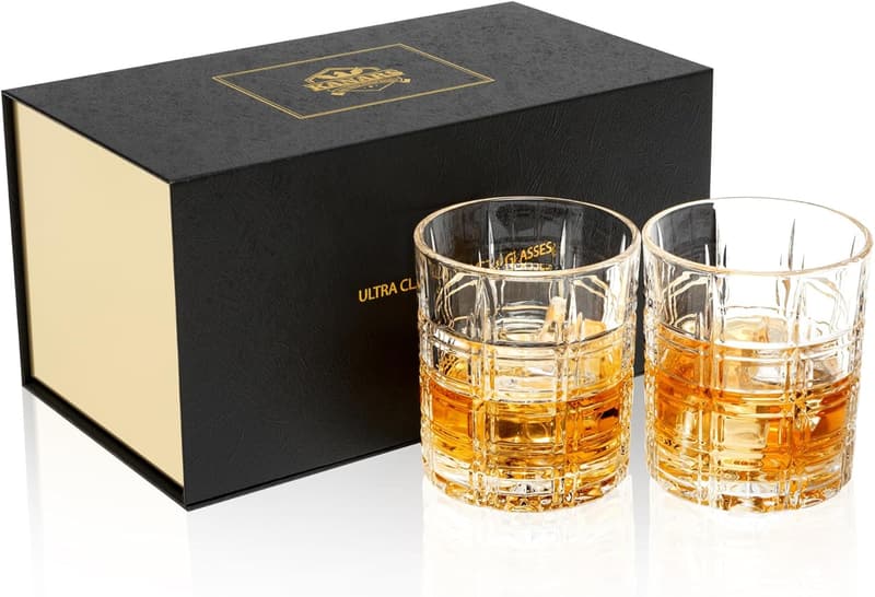 Father's Day Whiskey Glasses Set - 10 Oz Crystal Old Fashioned