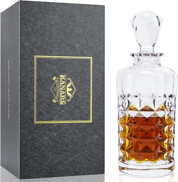 Premium Crystal Whiskey Decanter - 25 Oz Airtight Carafe