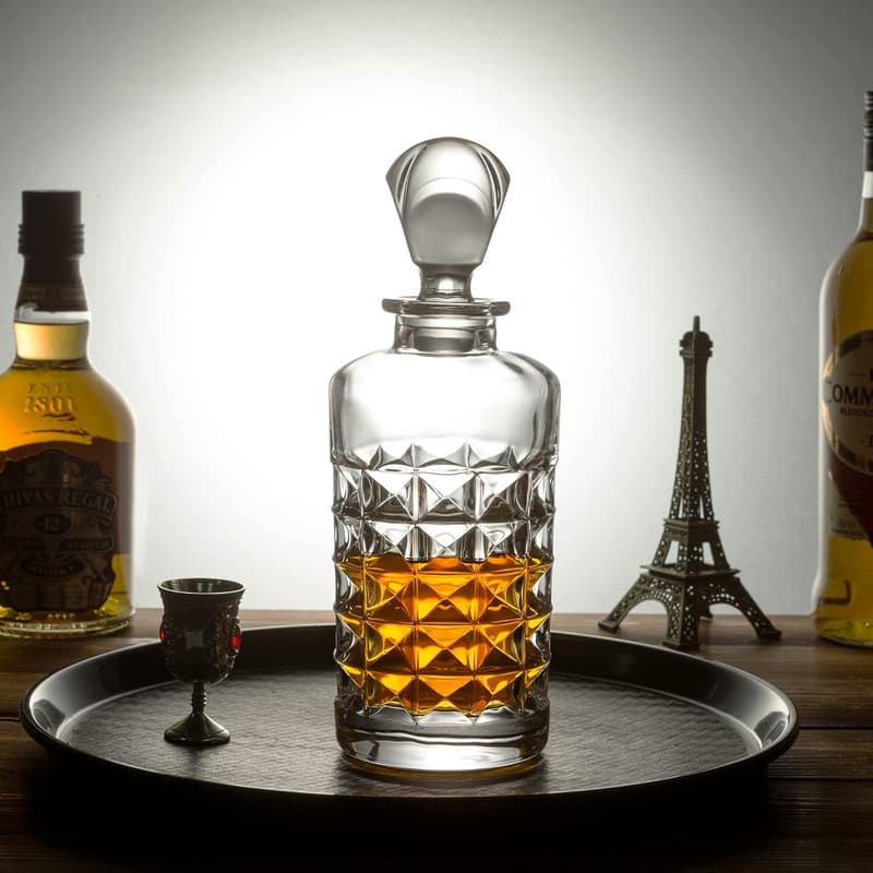 Premium Crystal Whiskey Decanter - 25 Oz Airtight Carafe