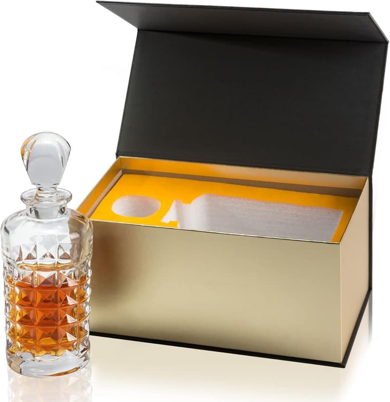 Premium Crystal Whiskey Decanter - 25 Oz Airtight Carafe