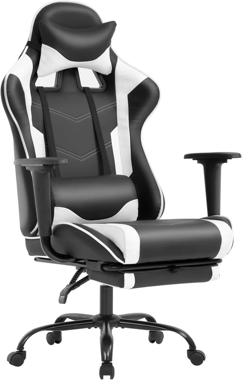 Ergonomic PU Leather Office Chair with Lumbar Support & Footrest